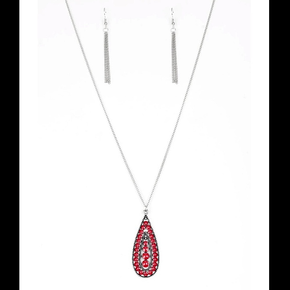 Tiki tease red necklace set